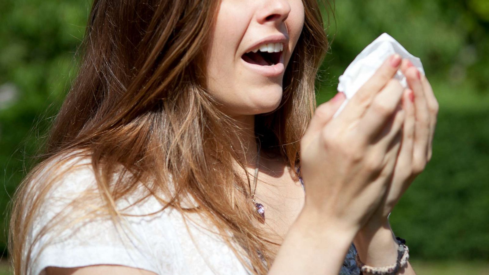 PHOTO: An undated photo of a woman sneezing.