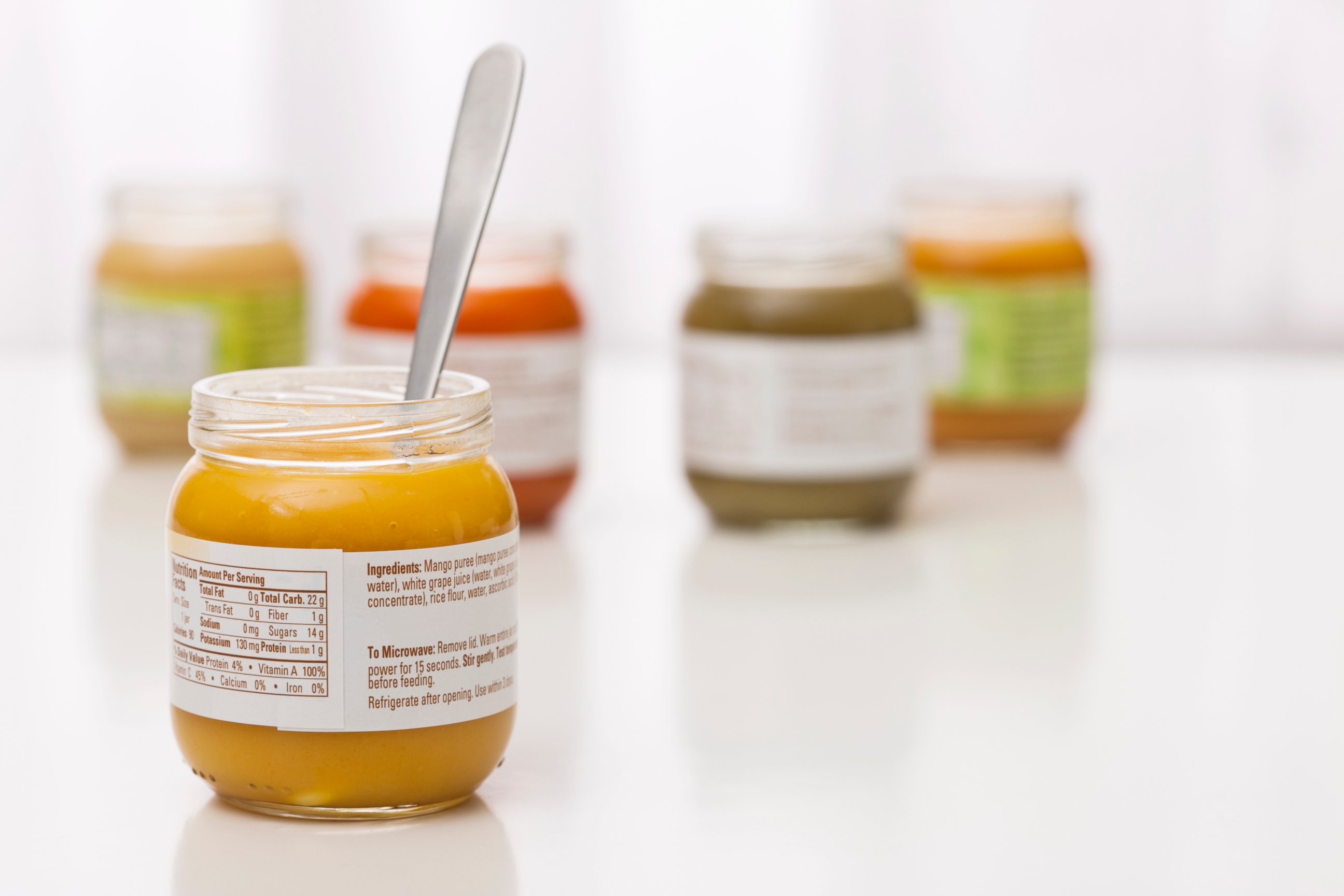 PHOTO: Jars of baby food are seen here.