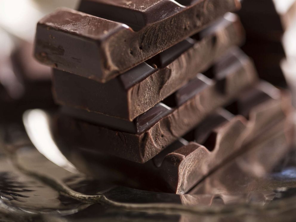 PHOTO: Pieces of dark chocolate are stacked in an undated stock photo.