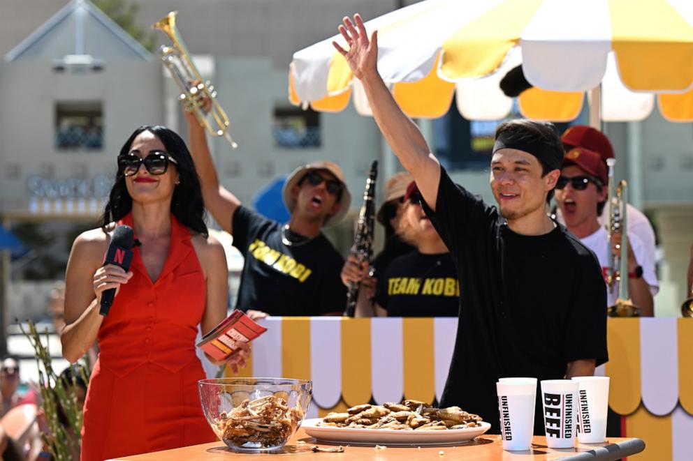 PHOTO: Nikki Garcia and Matt Stonie attend LIVE Chestnut vs. Kobayashi: Unfinished Beef at the Hyper X Arena at the Luxor on Sept. 2, 2024 in Las Vegas.