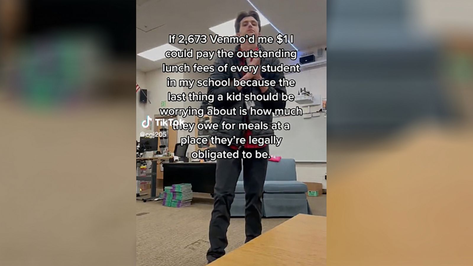 PHOTO: Garrett Jones, a middle school teacher in Utah, shared a TikTok post about school lunch debt. The post has since gone viral and helped raise over $30,000 for students' outstanding balances.