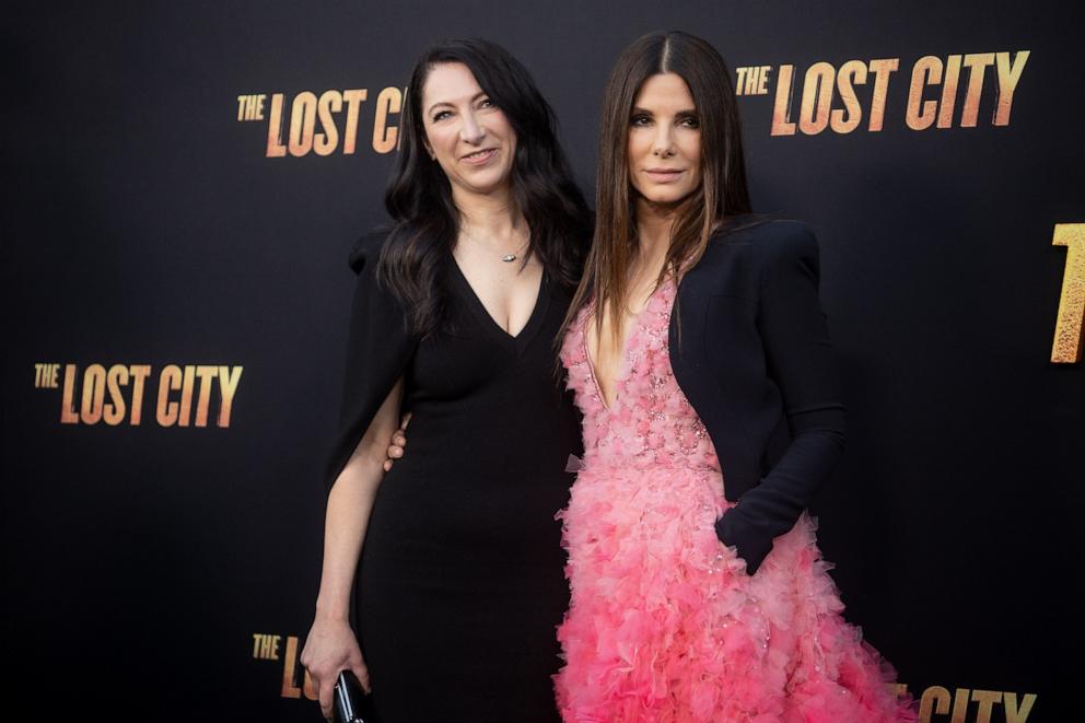 PHOTO: Gesine Bullock-Prado and Sandra Bullock attend the Los Angeles premiere of Paramount Pictures' 'The Lost City' at Regency Village Theatre on March 21, 2022 in Los Angeles.