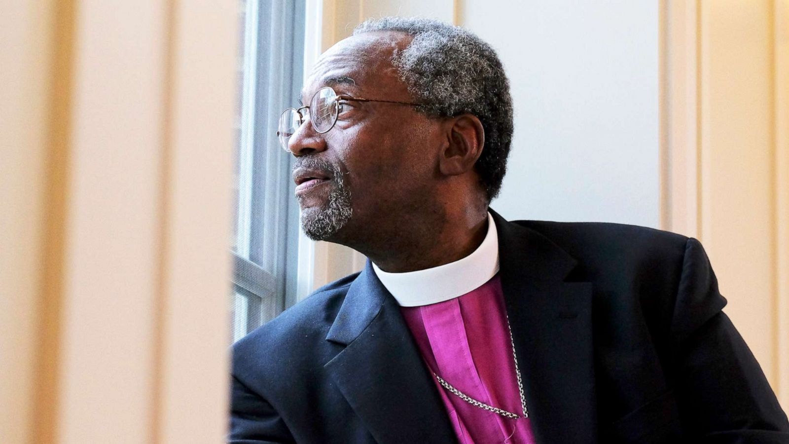 PHOTO: Reverend Michael Curry, the incoming presiding bishop of the Episcopal Church, sits at the Virginia Theological Seminary following the consecration of the newly built Immanuel Chapel on Tuesday, October 13, 2015, in Alexandria, VA.