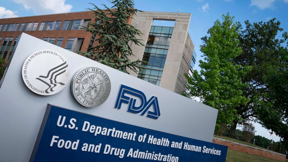 PHOTO: A sign for the Food And Drug Administration is seen outside of the headquarters on July 20, 2020 in White Oak, Maryland.