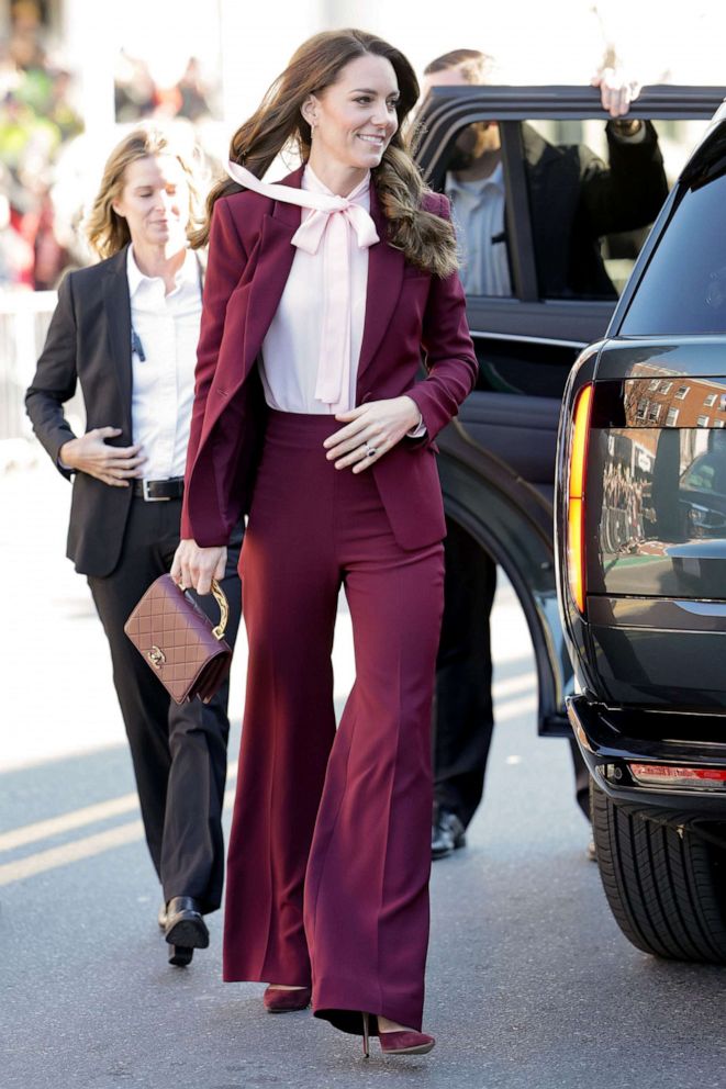 PHOTO: Kate Middleton, Princess of Wales arrives for her visit of Greentown Labs, a clean-tech incubator, to learn more about how climate innovation is nurtured and scaled, Dec. 1, 2022 in Boston.