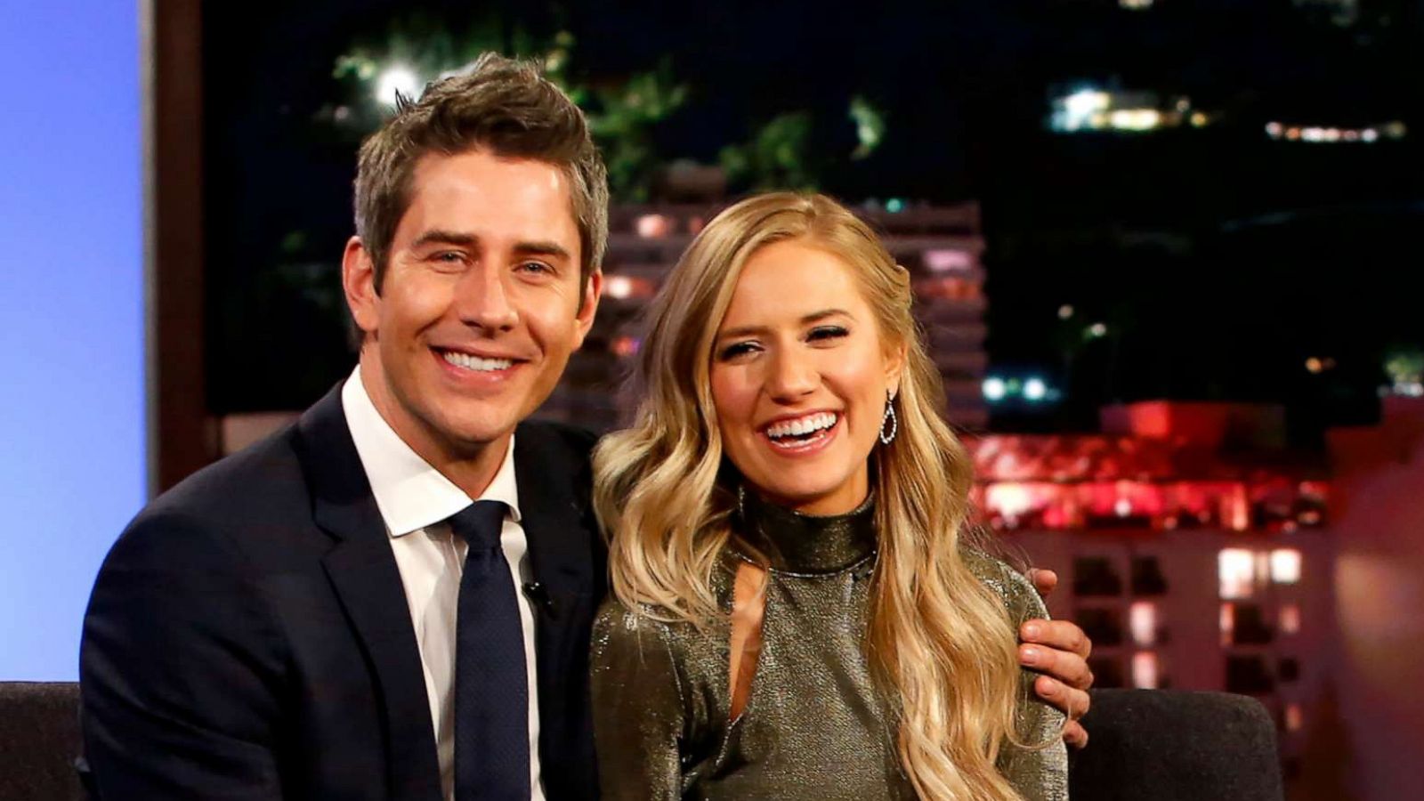 PHOTO: Arie Luyendyk Jr. and Lauren Burnham appear on "Jimmy Kimmel Live!" March 6, 2018.