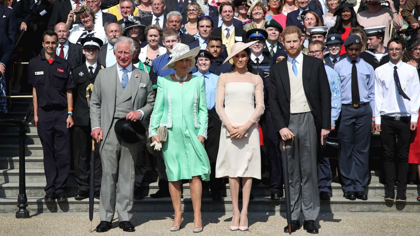 PHOTO: Prince Harry, Duke of Sussex, Prince Charles, Prince of Wales, Camilla, Duchess of Cornwall, Meghan, Duchess of Sussex attend The Prince of Wales' 70th Birthday Patronage Celebration held at Buckingham Palace, May 22, 2018, in London.