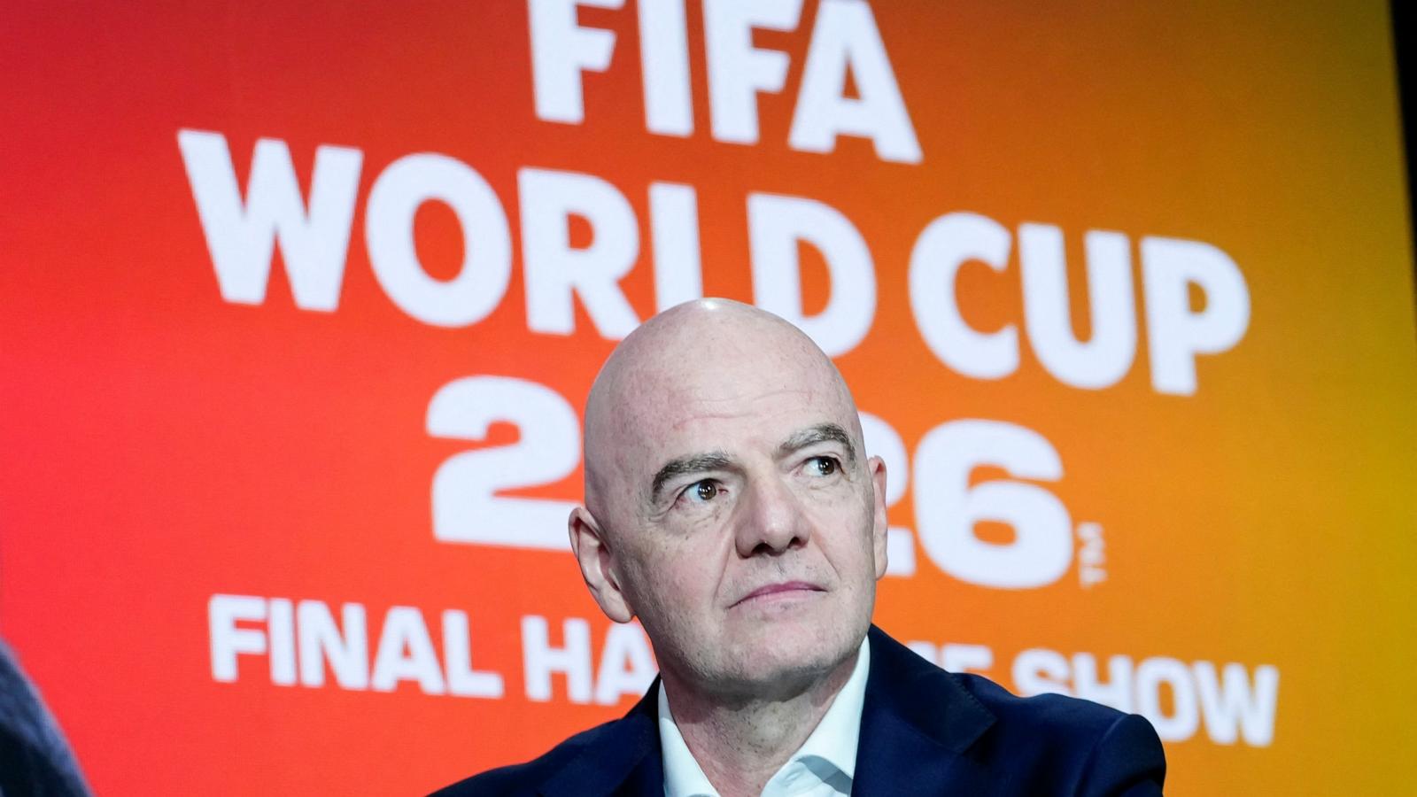 PHOTO: Gianni Infantino, President of FIFA, attends a press event organized by Global Citizen and FIFA to announce the FIFA World Cup Final Halftime Show in New York City, May 14, 2026.