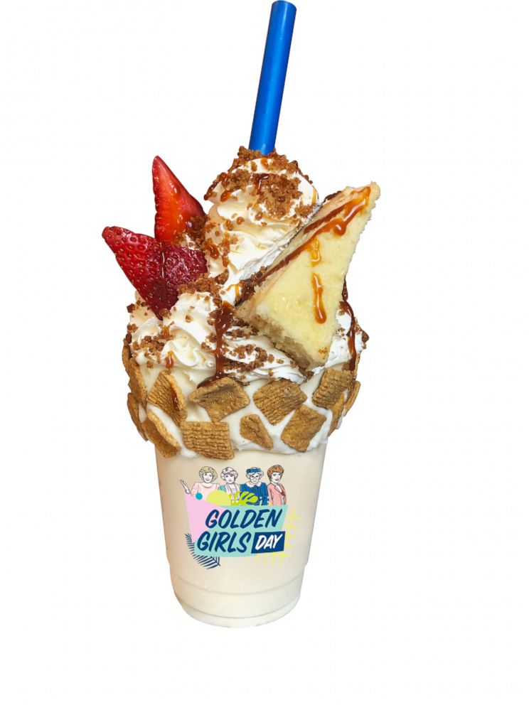 PHOTO: The "Stay Golden" milkshake to celebrate "Golden Girls Day" comes with a slice of cheesecake!