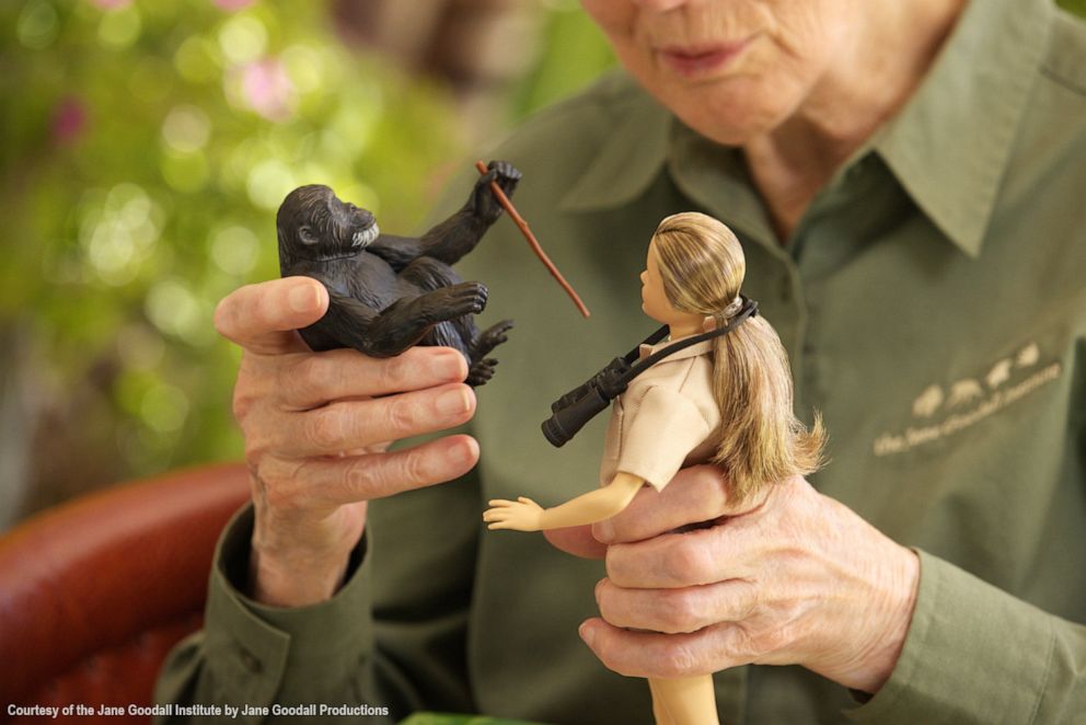 PHOTO: The Barbie comes with a miniature replica of David Greybeard, the first male chimp Dr. Goodall named while doing research at Gombe National Park.