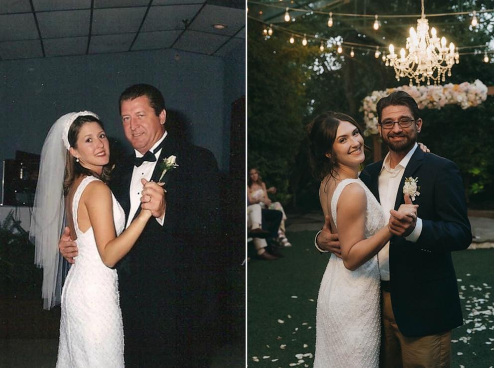 PHOTO: Grace Mixon and her father Chad Mixon re-created a photo at her wedding of her late mother and her grandfather from years ago.