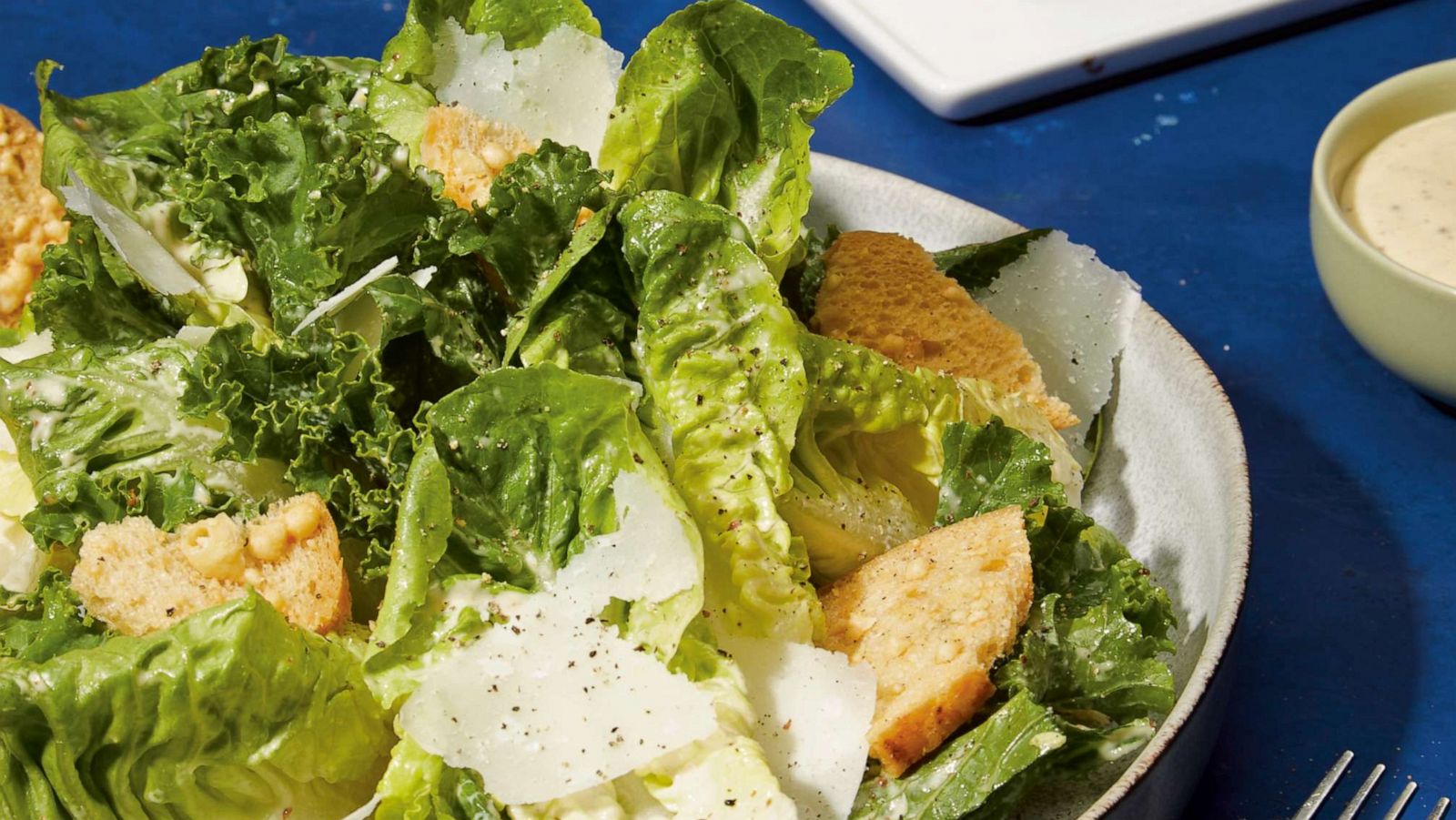 PHOTO: Any-greens Caesar salad with garlic crisps and parmesan.