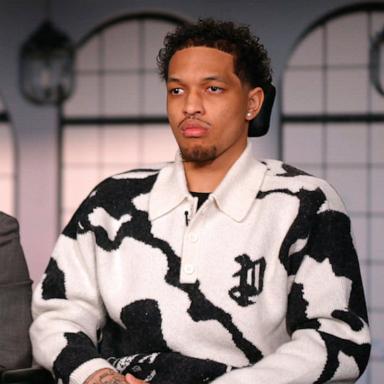 PHOTO: Greg Brooks Sr., left, and Greg Brooks Jr. speak with ABC News' Michael Strahan in an interview that aired Feb. 3, 2025, on "Good Morning America."