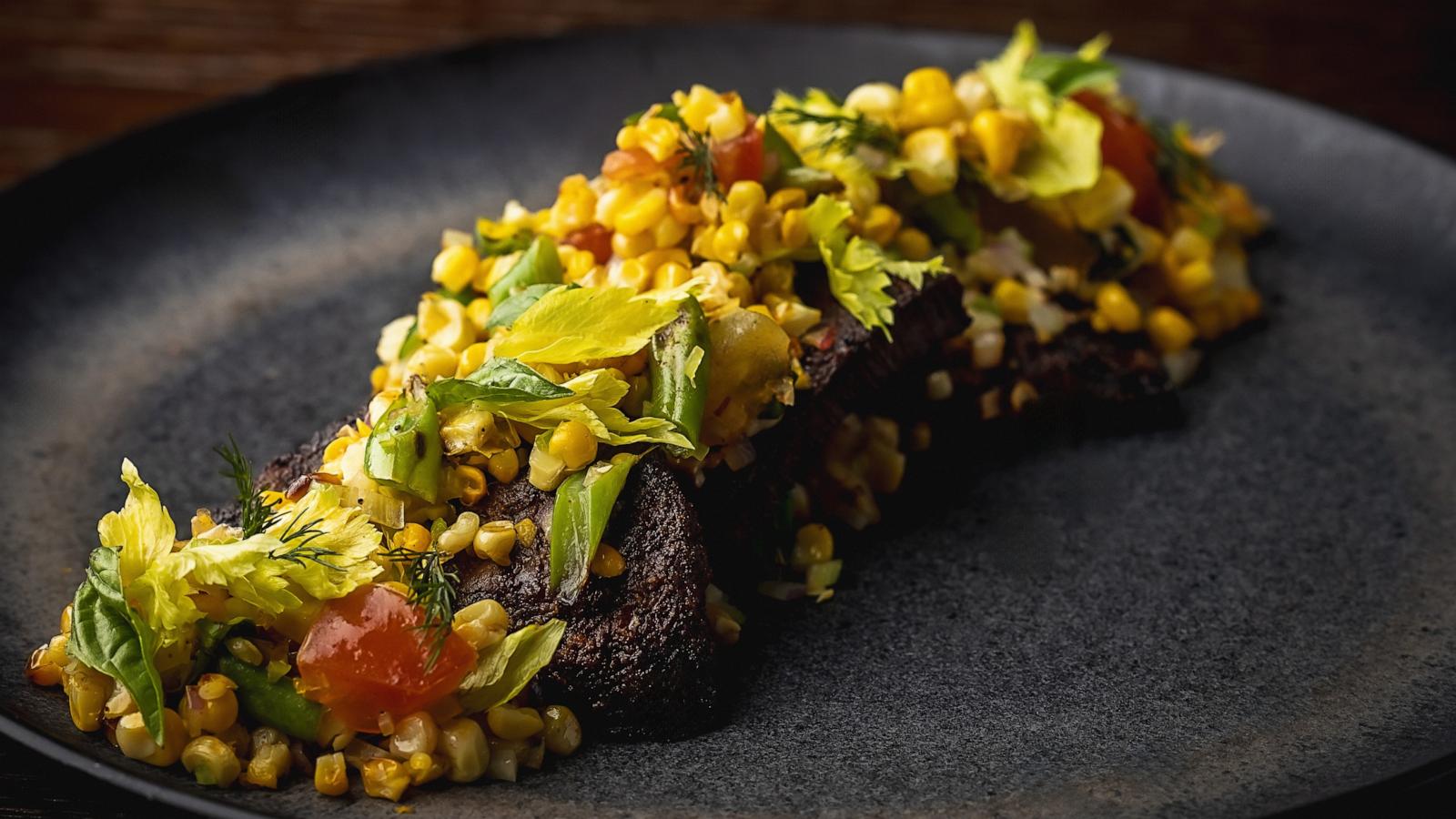PHOTO: Grilled Southwestern skirt steak with a fresh roasted corn salad.