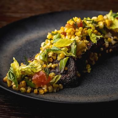 PHOTO: Grilled Southwestern skirt steak with a fresh roasted corn salad.
