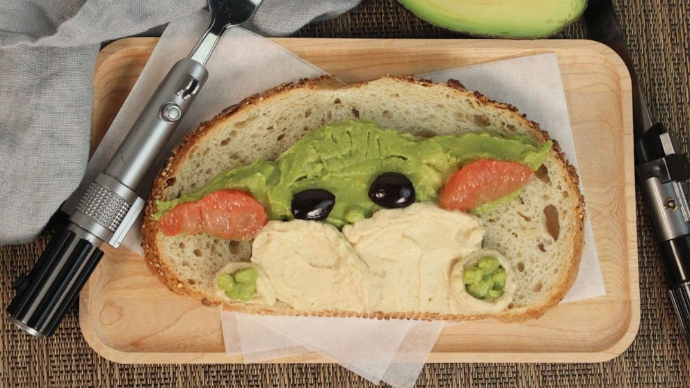 PHOTO: Grogu-inspired avocado and hummus toast.