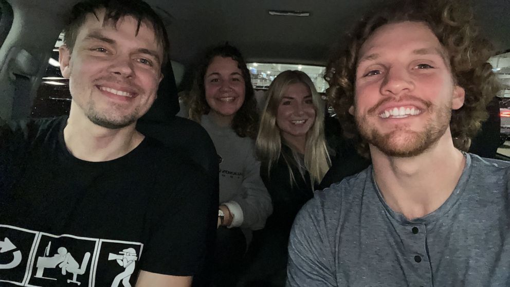 PHOTO: Greg Henry, Abby Radcliffe, Bridget Schuster and Shobi Maynard teamed up to drive from Tampa, Florida to Cleveland, Ohio, to make it in time to celebrate Christmas with their families after their flight was canceled.