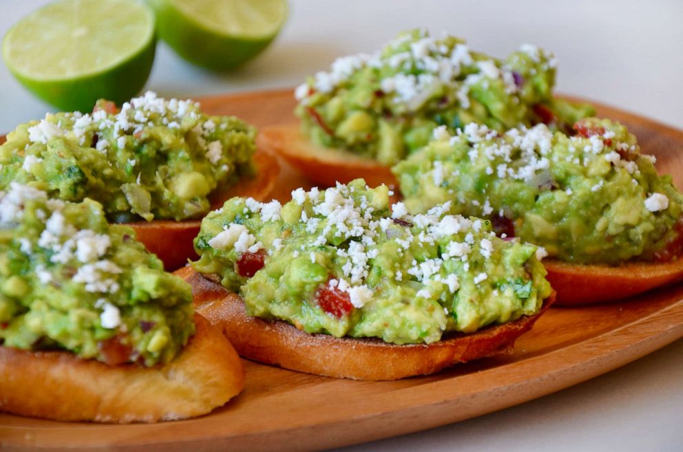 PHOTO: Handheld guacamole bruschetta alleviates the possibility of double-dipping from a shared bowl.