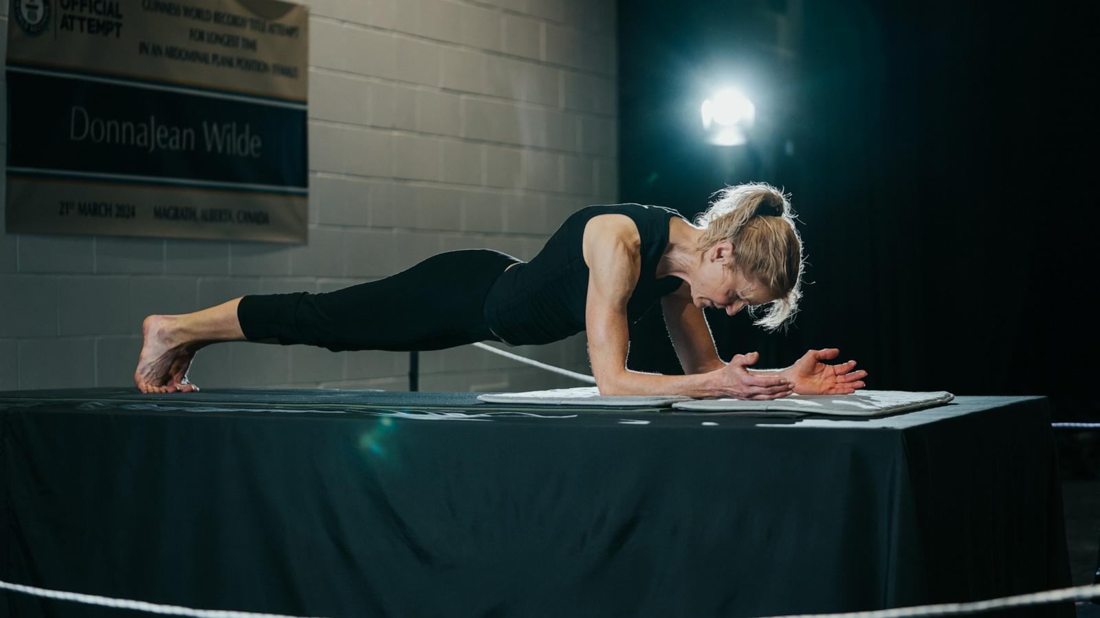 PHOTO: DonnaJean Wilde broke the Guinness world record for the longest time held in an abdominal plank position by a woman on March 21, 2024.