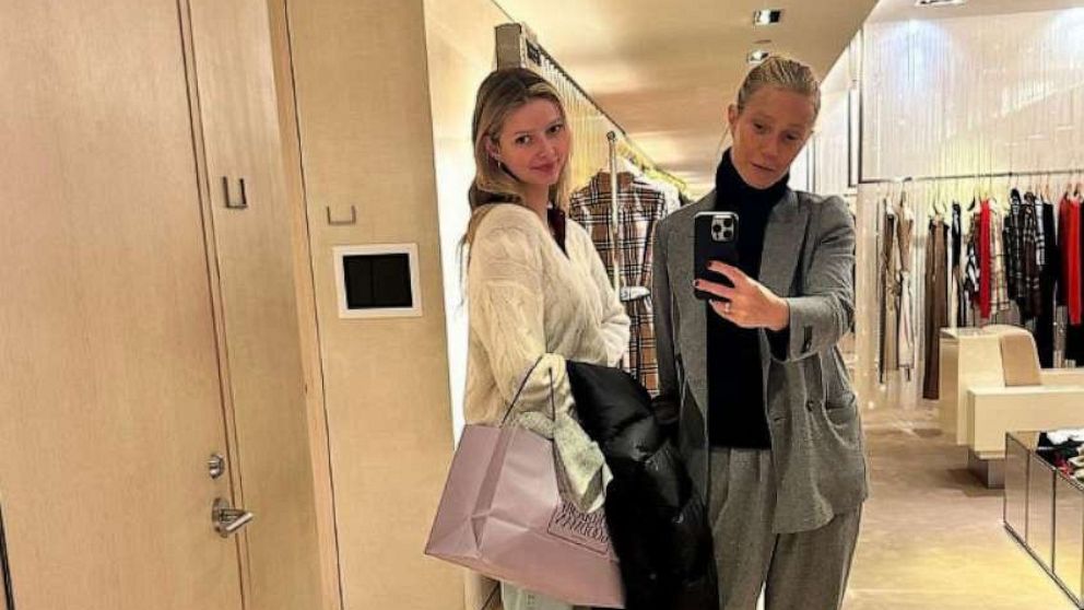 Gwyneth Paltrow poses with daughter Apple Martin while showing off series of outfits