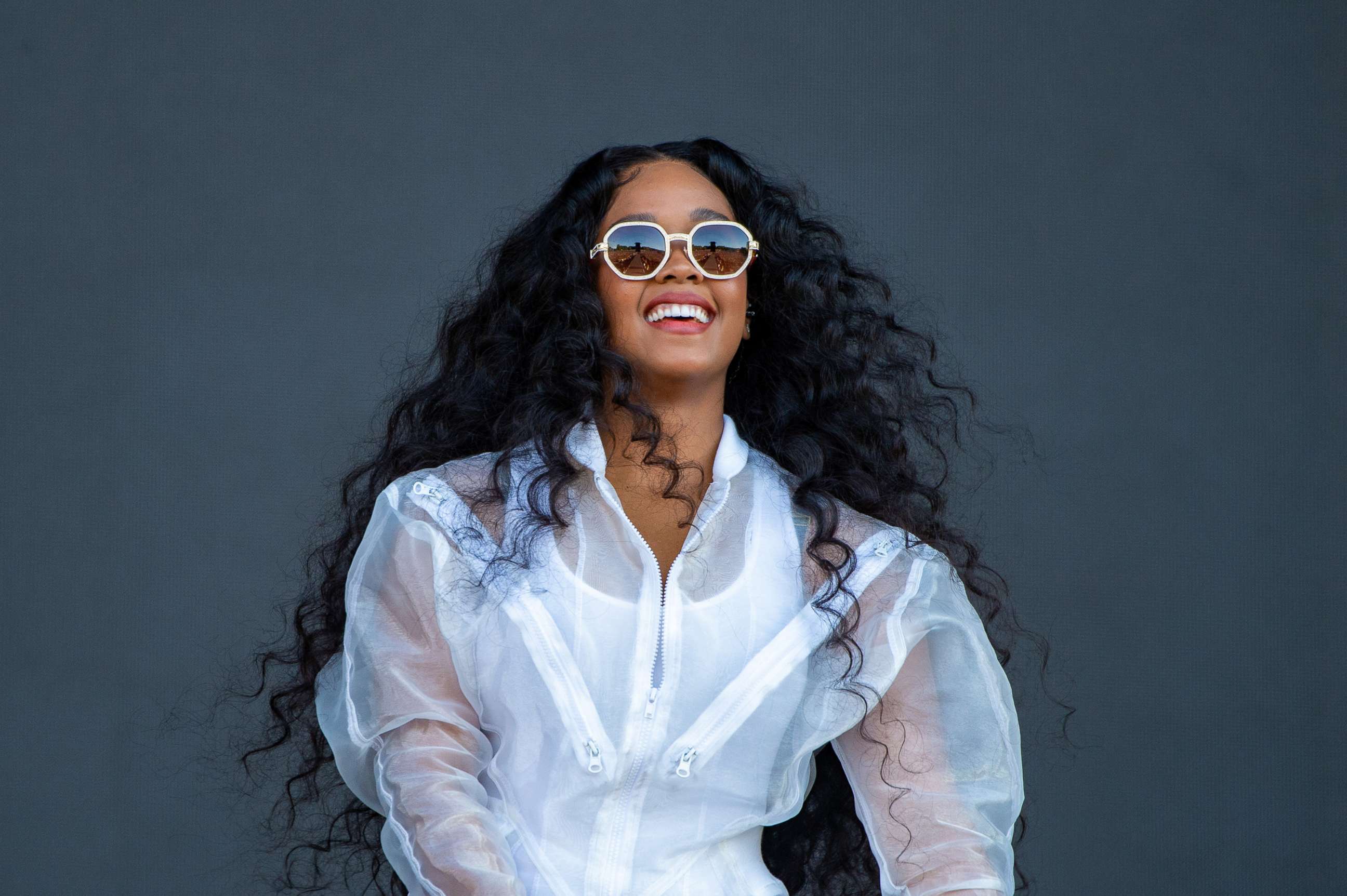 PHOTO: H.E.R. performs on the main stage during Wireless Festival at Finsbury Park, July 8, 2022 in London.