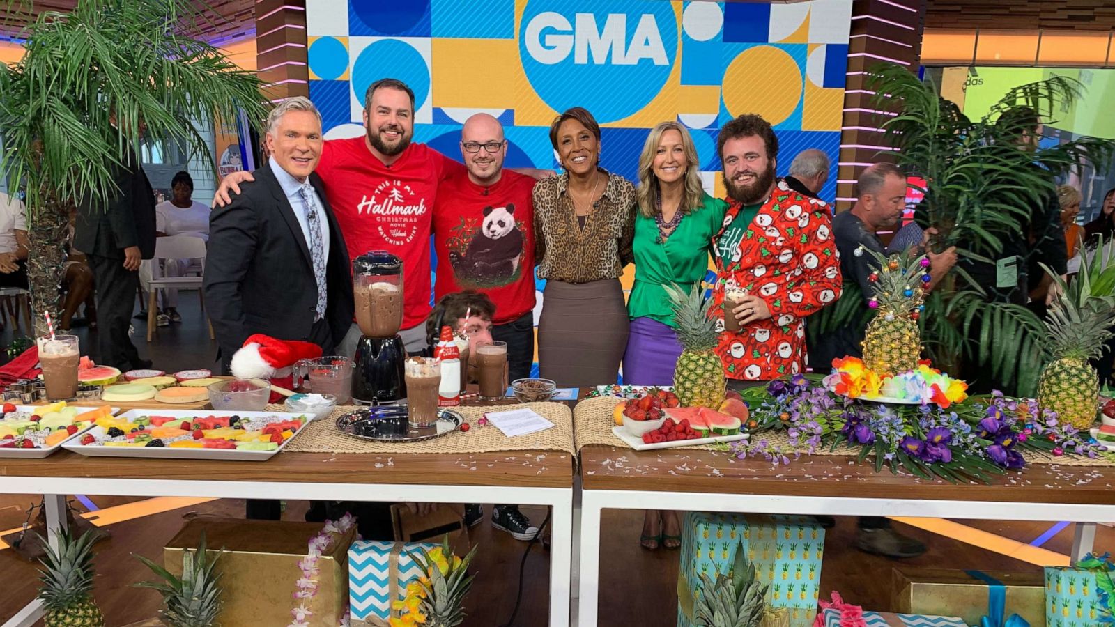 PHOTO: The hosts of "Deck the Hallmark" podcast share Christmas in July party tips on "GMA."