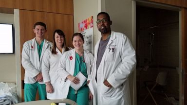 PHOTO: Dr. Jason Foster, Keasha Hawkins ongology surgeon, with his team at University of Nebraska Medical Center.
