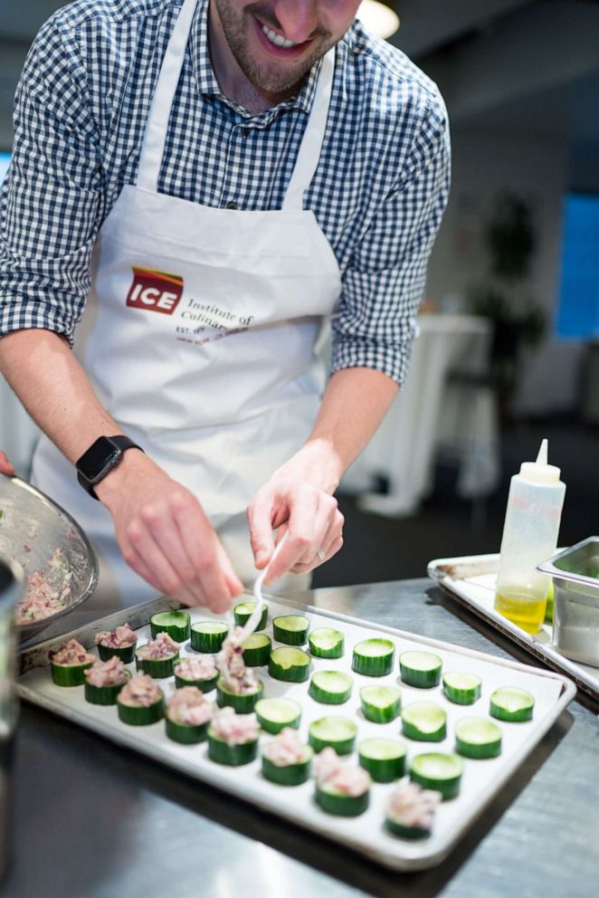 PHOTO: Tropical tuna ceviche in cucumber cups made at the Institute of Culinary Education.