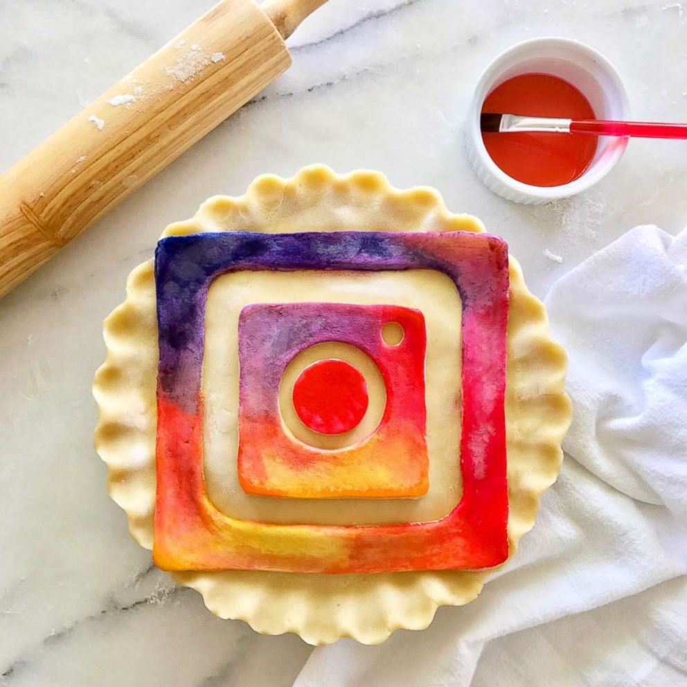 PHOTO: A hand-painted Instagram logo pie crust made by Marie Saba.