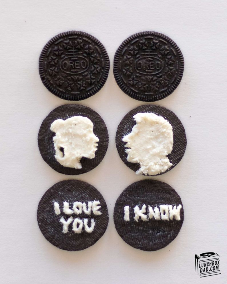 PHOTO: The Lunchbox Dad created a Leia and Han Solo watermark inside an Oreo cookie.