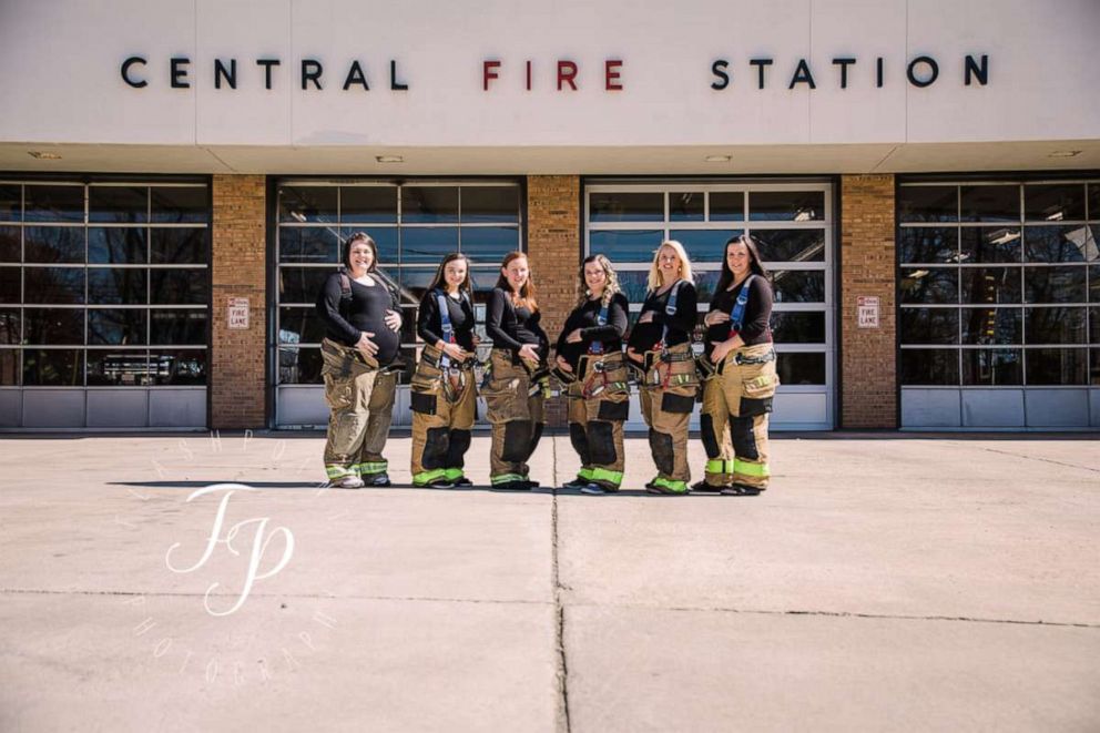 PHOTO: Seven women from Salisbury, North Carolina who are all pregnant had a photo shoot at their husbands' fire departments.