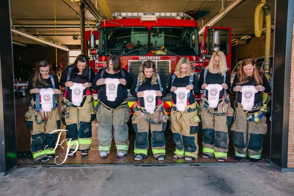 PHOTO: Seven women from Salisbury, North Carolina who are all pregnant had a photo shoot at their husbands' fire departments.