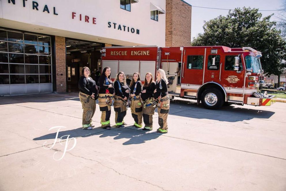 PHOTO: Seven women from Salisbury, North Carolina who are all pregnant had a photo shoot at their husbands' fire departments.