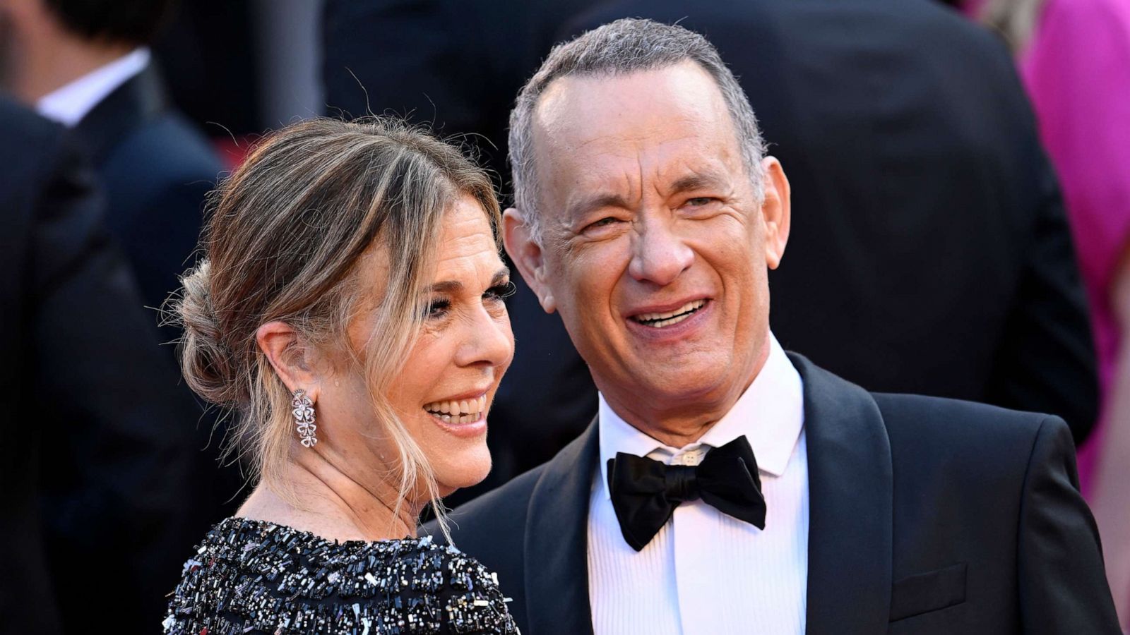 PHOTO: Rita Wilson and Tom Hanks attend the "Asteroid City" red carpet during the 76th annual Cannes film festival at Palais des Festivals on May 23, 2023 in Cannes, France.