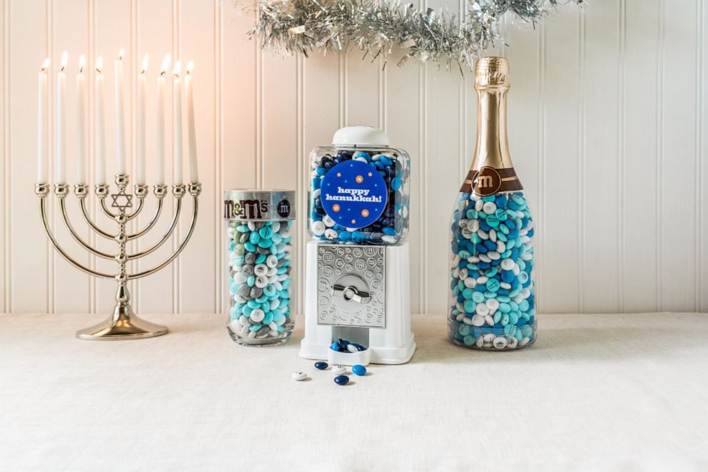 PHOTO: New M&M's Hanukkah jar dispenser and occasion bottle.