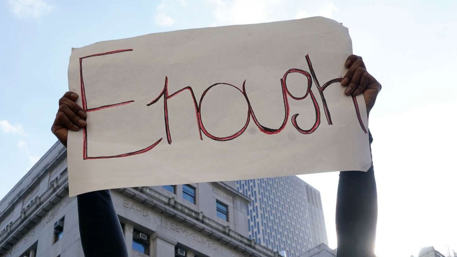 PHOTO: A protestor takes part in demonstrations in New York City over the death of George Floyd in Minneapolis.