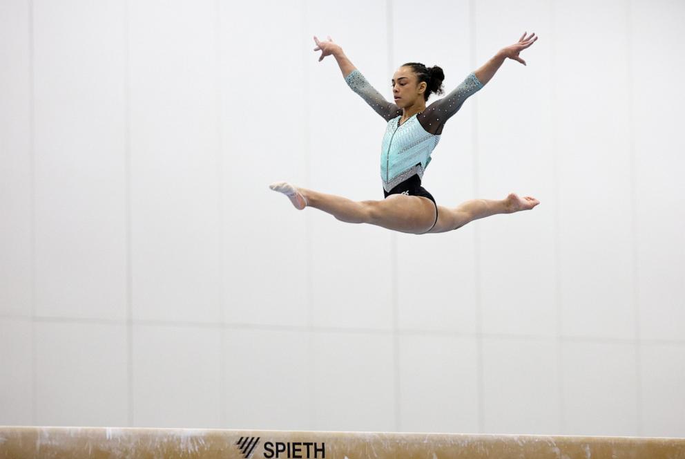 PHOTO: Hezly Rivera competes in the Beam during the Senior Women competition of the 2024 USA Gymnastics Winter Cup at Kentucky International Convention Center, Feb. 24, 2024, in Louisville, Ky.