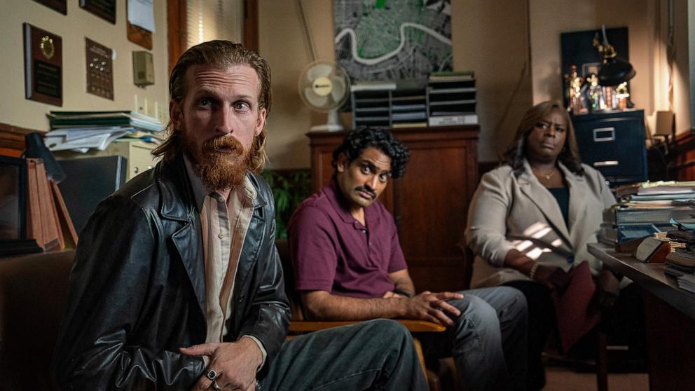 PHOTO: Austin Amelio as Jasper, Sanjay Rao as Phil and Retta as Claudette in "Hit Man."