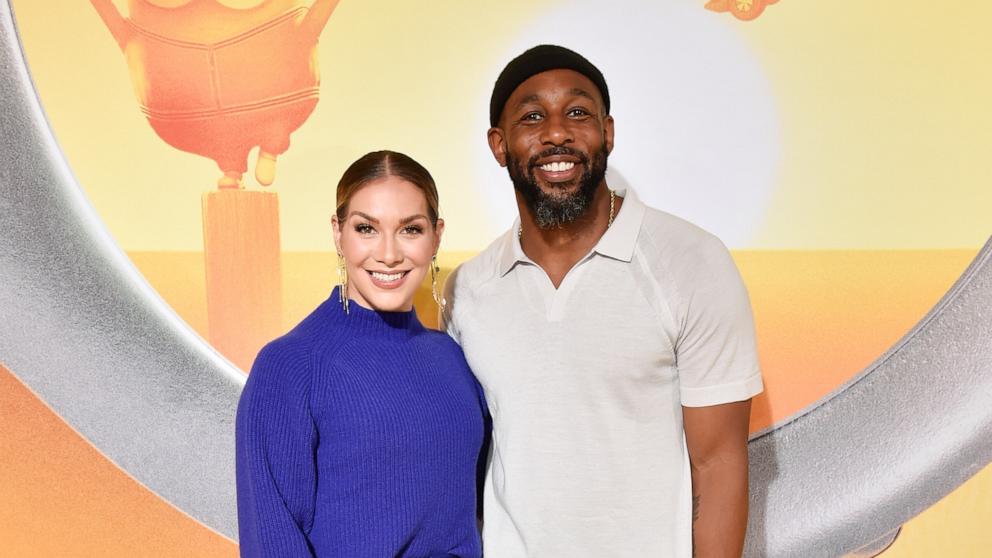 PHOTO: Allison Holker and Stephen "tWitch" Boss attend Illumination and Universal Pictures' "Minions: The Rise of Gru" Los Angeles premiere, June 25, 2022, in Hollywood.