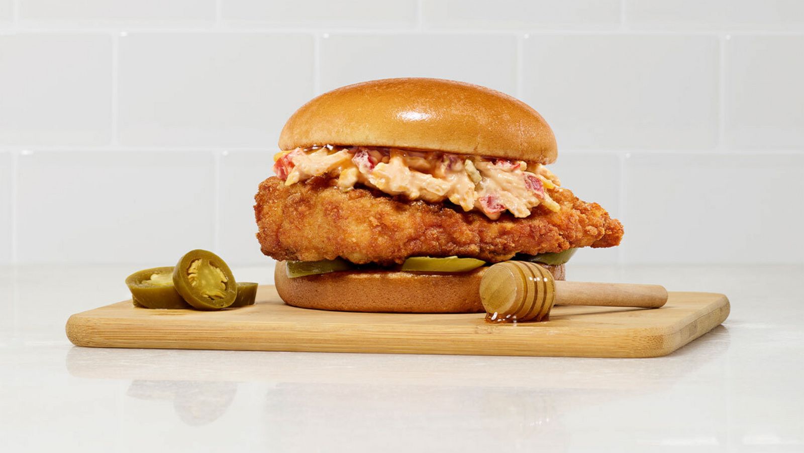 PHOTO: The new honey pepper pimento cheese chicken sandwich.