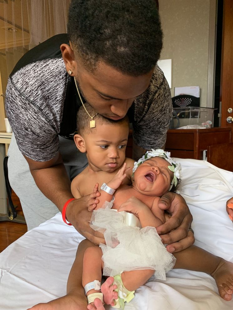 PHOTO: Allen Lamarr Fails Jr. is photographed with his children, Ava Sheron Tamarr Fails, 1 week old and Allen Lamarr Fails III, 1.