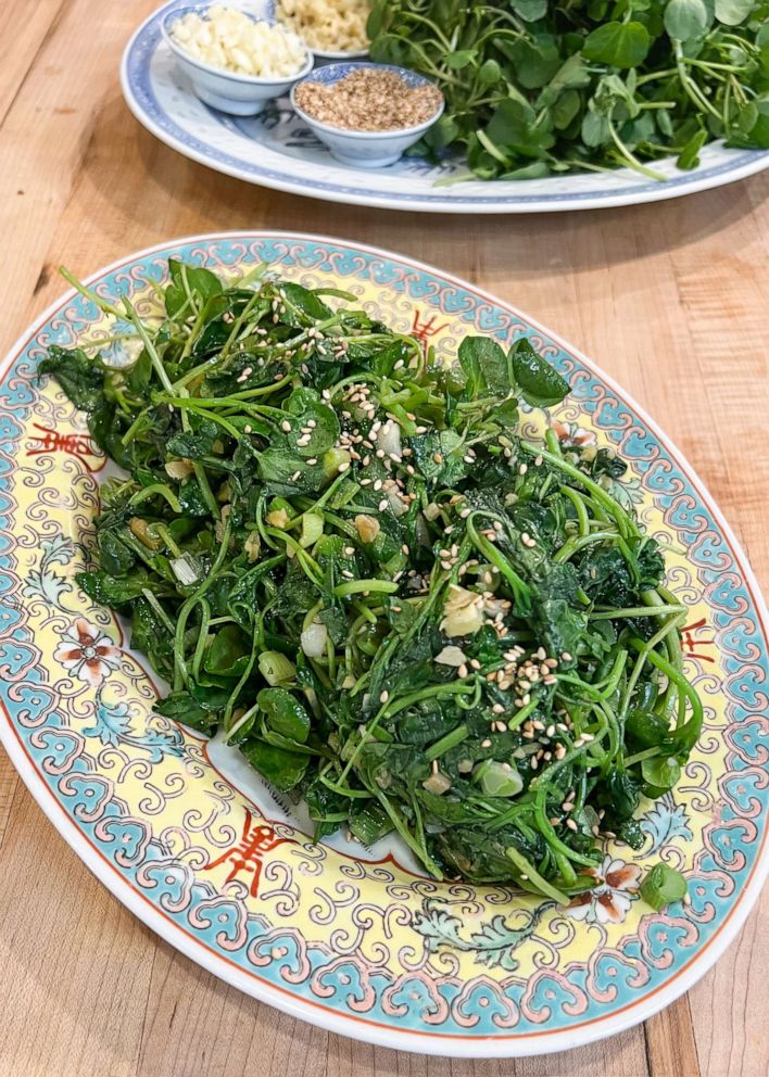 PHOTO: Chef Ming Tsai's sauteed watercress with sesame oil.