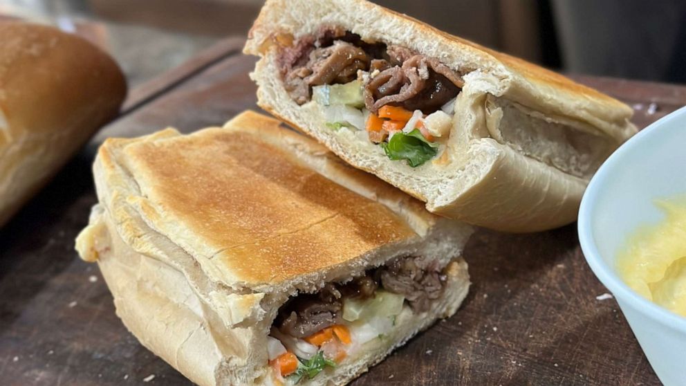 PHOTO: A classic Vietnamese beef Bahn Mi sandwich.