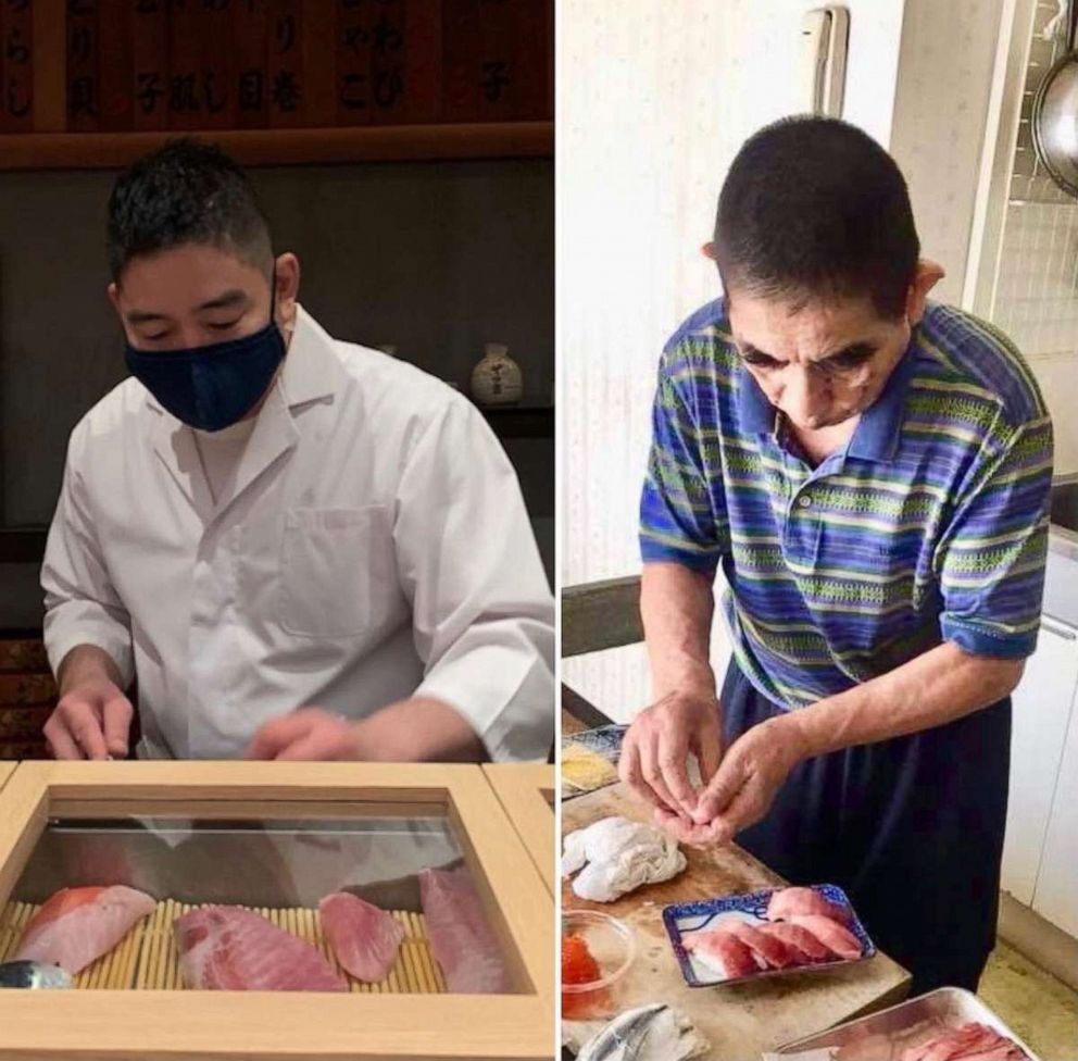 PHOTO: Chef Kunihide Nakajima's family photos of his multi-generational lineage of sushi chefs.