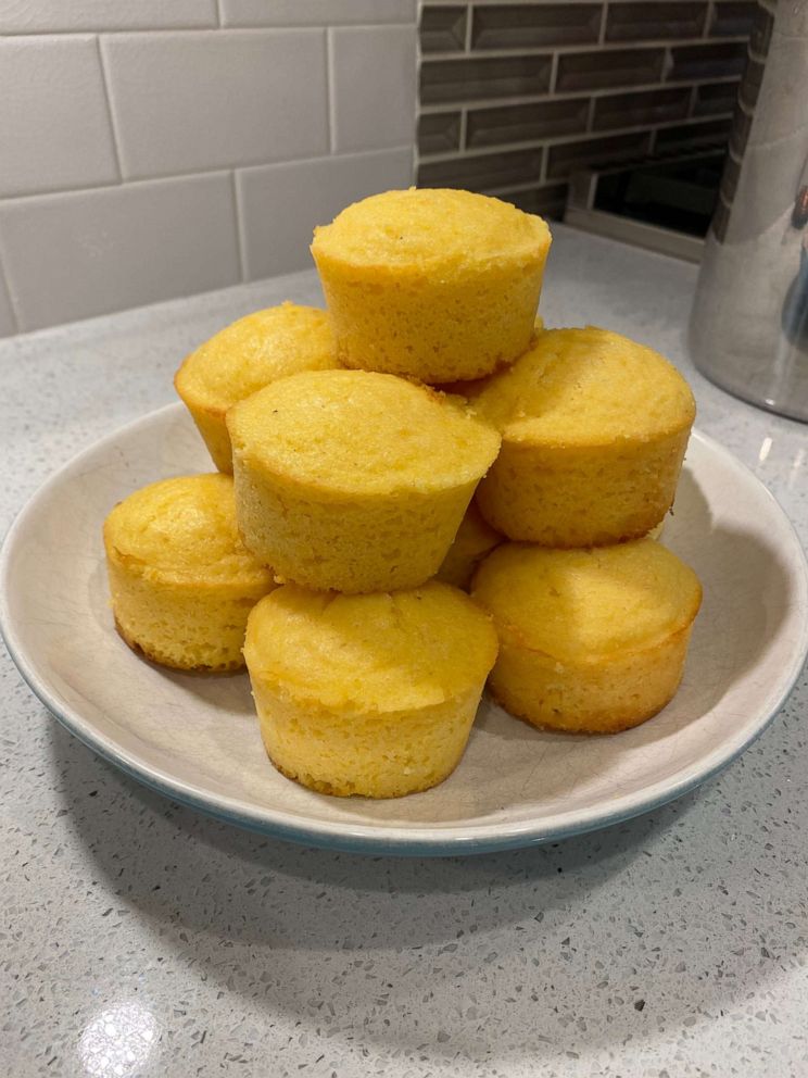 PHOTO: Cornbread muffins made from a boxed mix with sour cream.