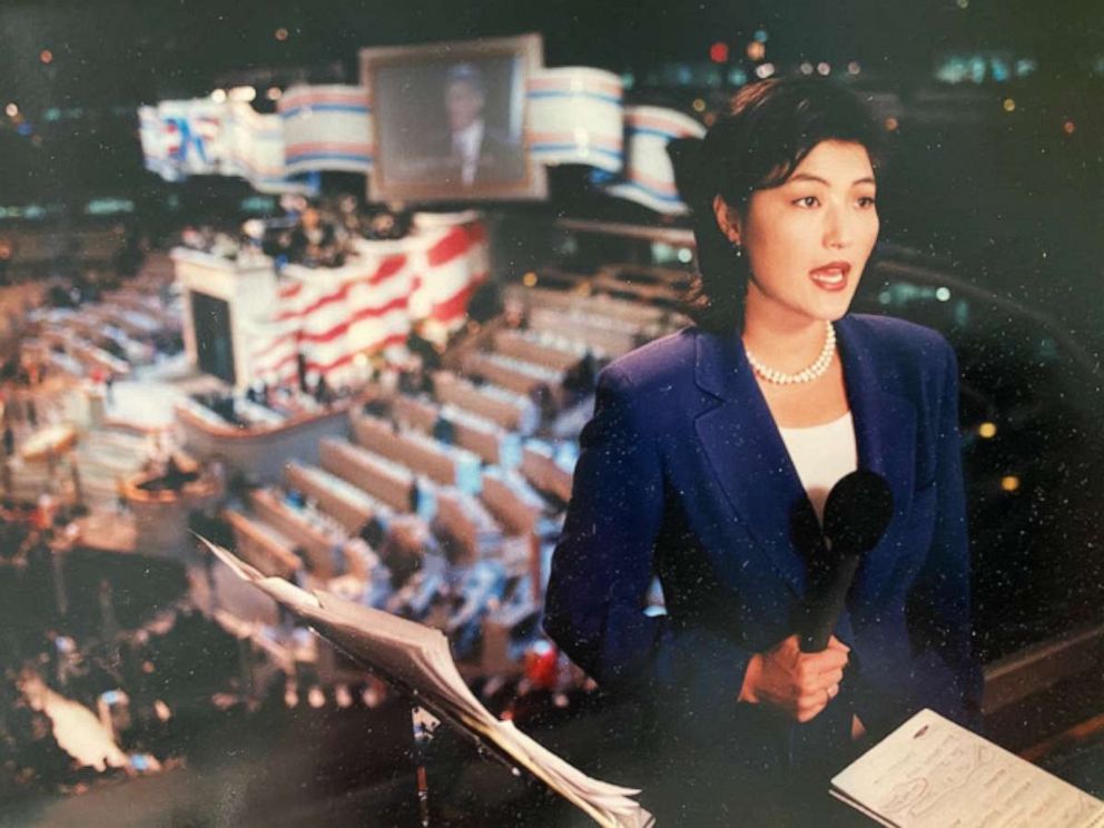 PHOTO: Juju Chang reporting at a Democratic National Convention when she first started her on-air career.