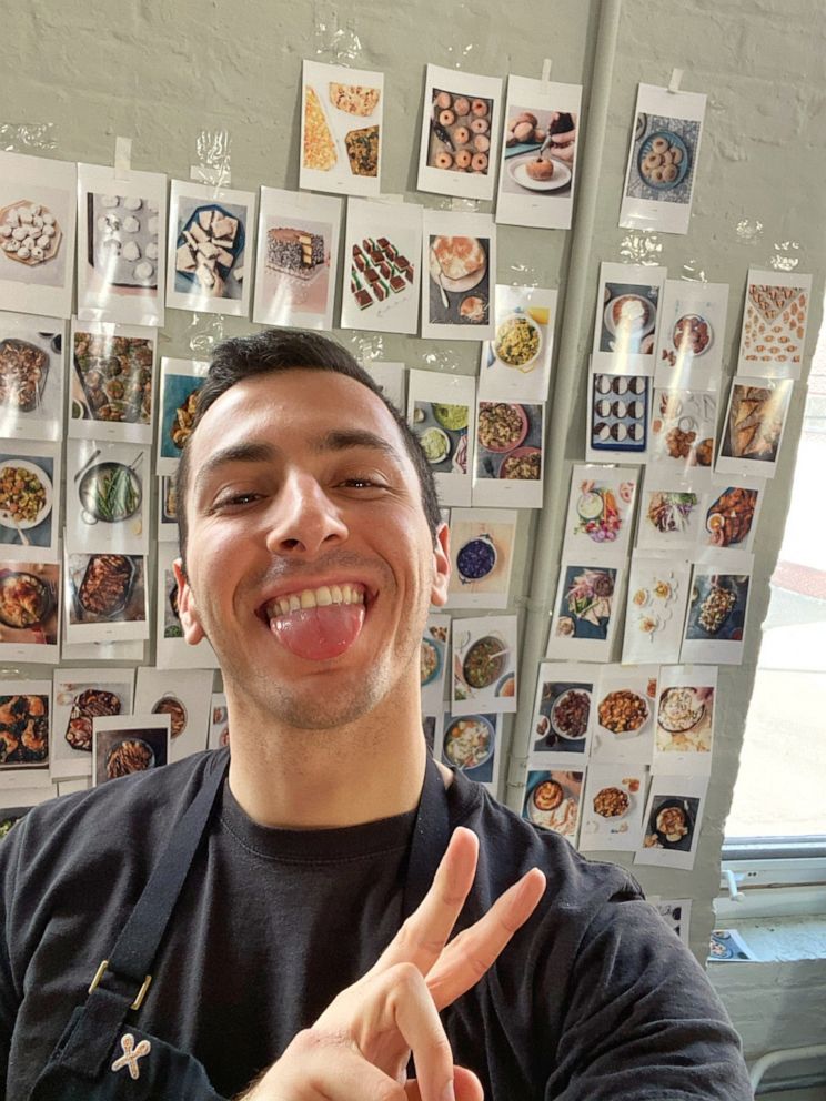 PHOTO: Jake Cohen snaps a selfie with photos from his "Jew-Ish" cookbook shoot.