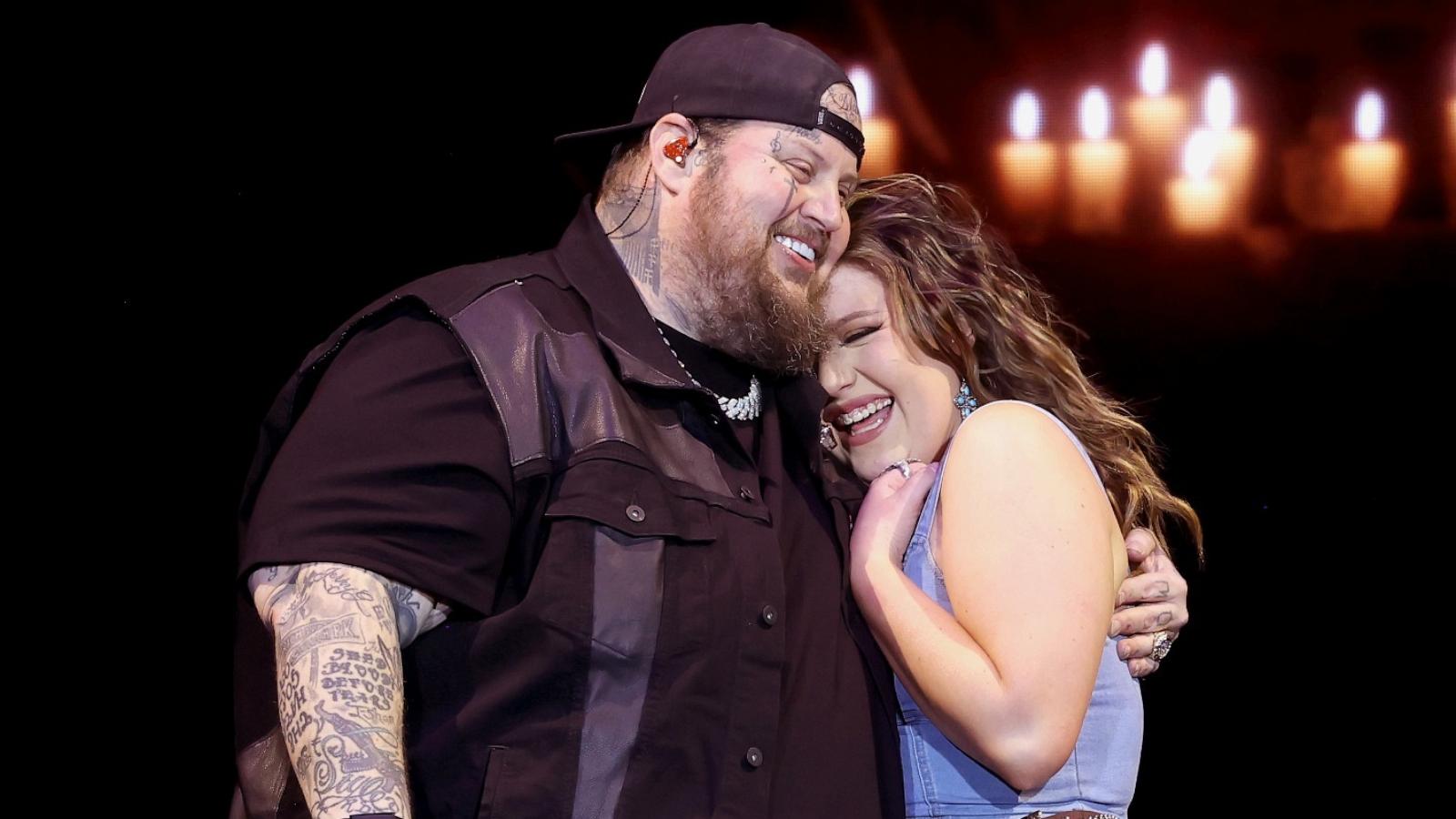 PHOTO: Jelly Roll, Bailee Ann and Bunnie Xo are seen at the T-Mobile Mane Stage during the 2024 Stagecoach Festival at Empire Polo Club on April 26, 2024 in Indio, Calif.