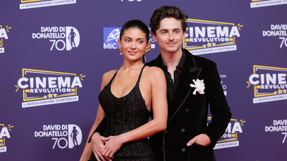 PHOTO: Timothee Chalamet and Kylie Jenner attend the photocall during the 70th David Di Donatello, May 7, 2025 in Rome, Italy. 