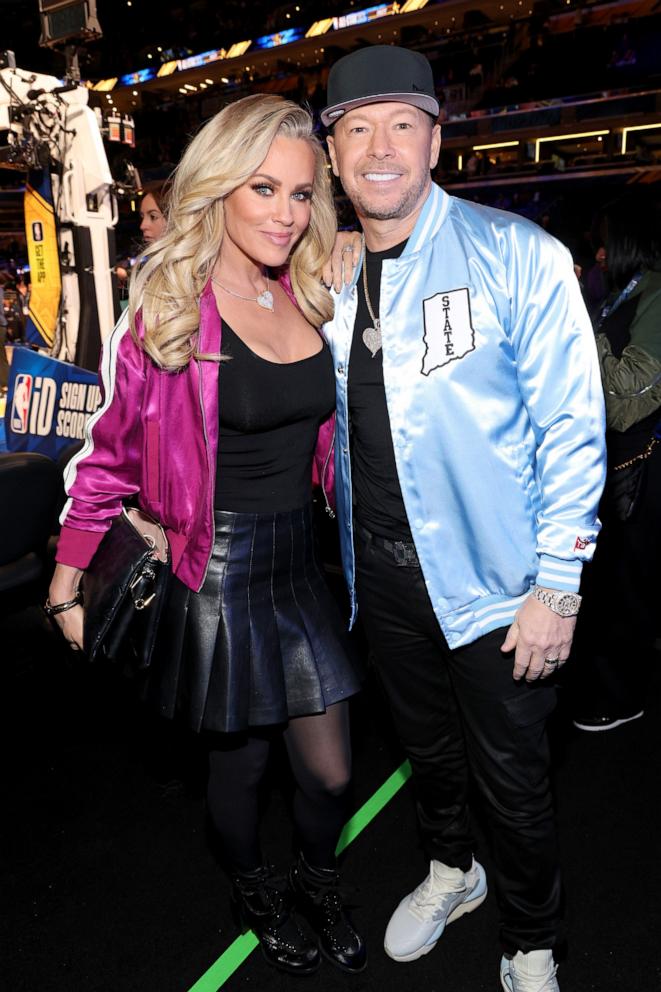 PHOTO: Jenny McCarthy and Donnie Wahlberg attend the 73rd NBA All-Star Game at Gainbridge Fieldhouse in Indianapolis, Ind., Feb. 18, 2024. 